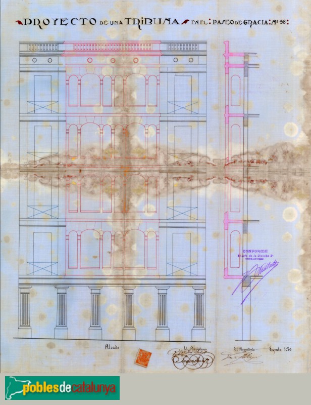 Barcelona - Passeig de Gràcia, 98. Plànol Arxiu Municipal Contemporani de Barcelona