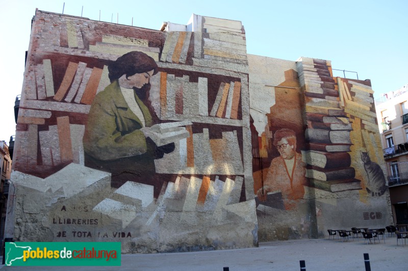 Igualada - Mural d'homenatge a les llibreries (Foto: Albert Esteves, 2022) Igualada - Mural d'homenatge a les llibreries