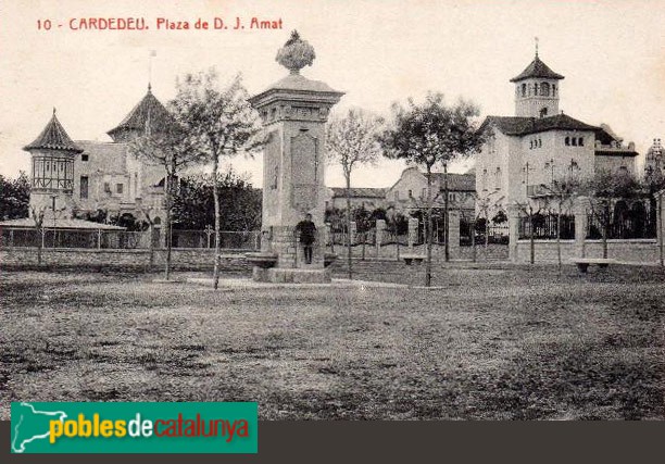 Cardedeu - Plaça Amat. Postal antiga