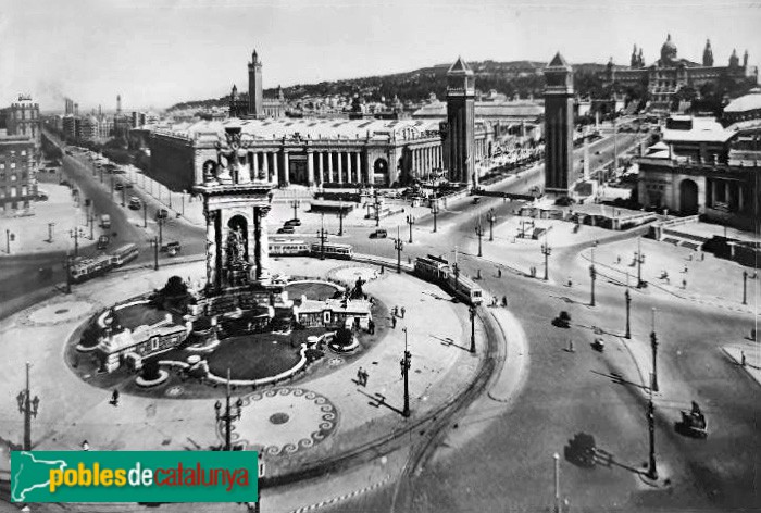 Barcelona - Font de la plaça Espanya. Postal antiga