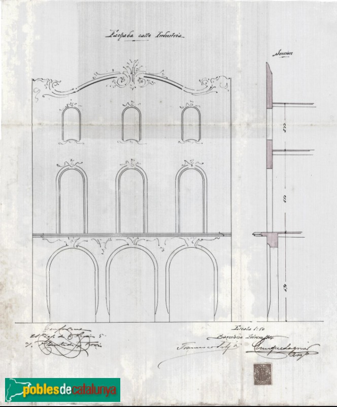 Barcelona - París, 213. Plànol façana París. Arxiu Municipal Contemporani de Barcelona