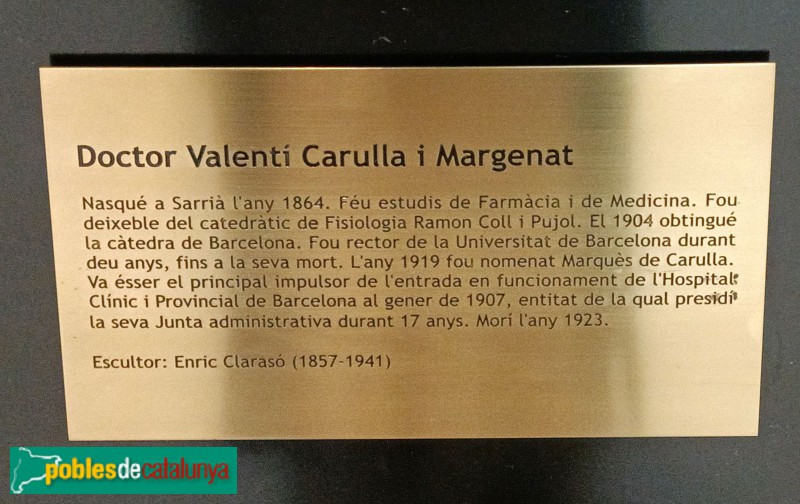 Barcelona - Hospital Clínic. Bust del Doctor Carulla