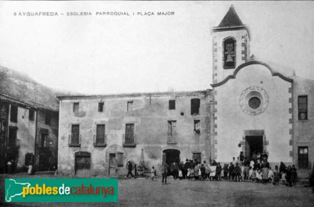 Aiguafreda - Plaça Major. Postal antiga