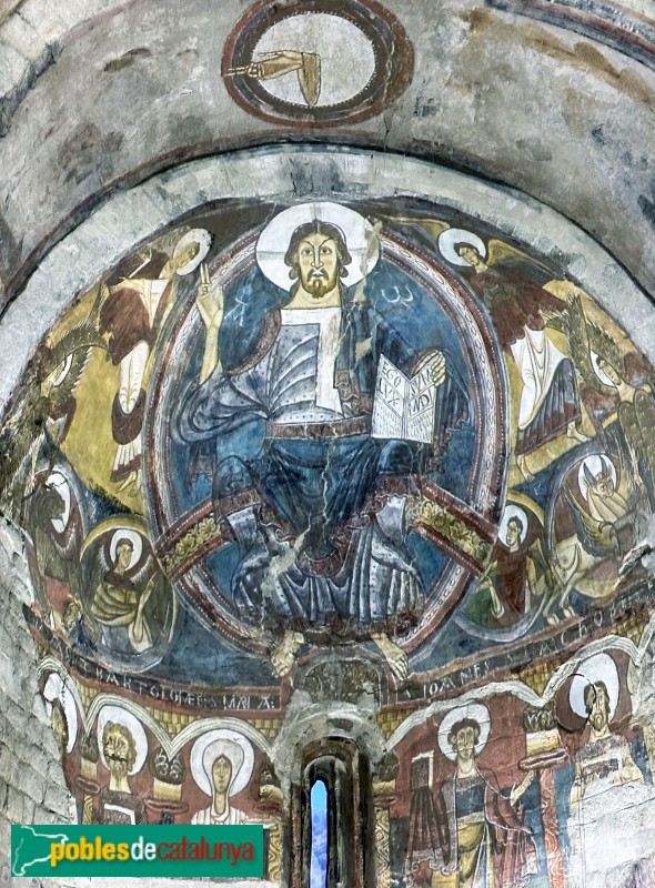Taüll - Església de Sant Climent. Pintures de l'absis major (Projecció in situ) (Foto: Albert Esteves, 2023) Taüll - Església de Sant Climent. Pintures de l'absis major (Projecció in situ)