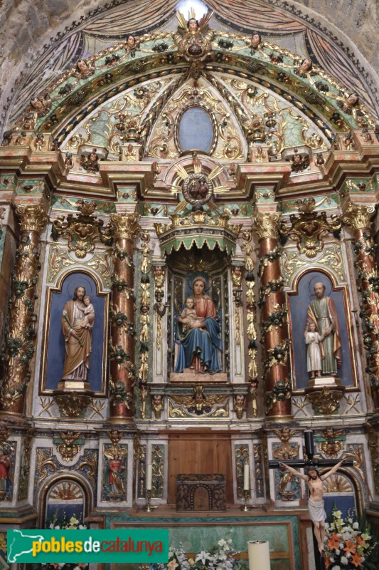 Durro - Església de la Nativitat de la Mare de Déu. Retaule major (Foto: Albert Esteves, 2023) Durro - Església de la Nativitat de la Mare de Déu. Retaule major