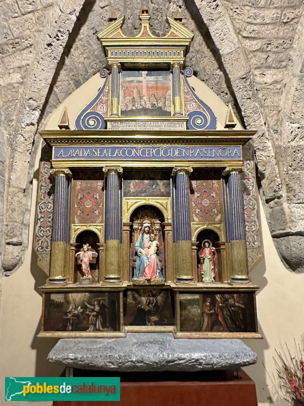 Durro - Església de la Nativitat de la Mare de Déu. Retaule del Roser (1628) (Foto: Albert Esteves, 2023) Durro - Església de la Nativitat de la Mare de Déu. Retaule del Roser (1628)