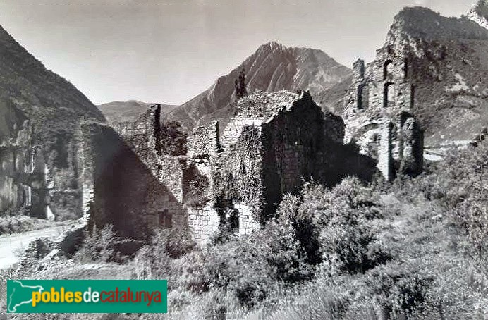 Ruïnes del monestir de Santa Maria de Lavaix. Postal antiga