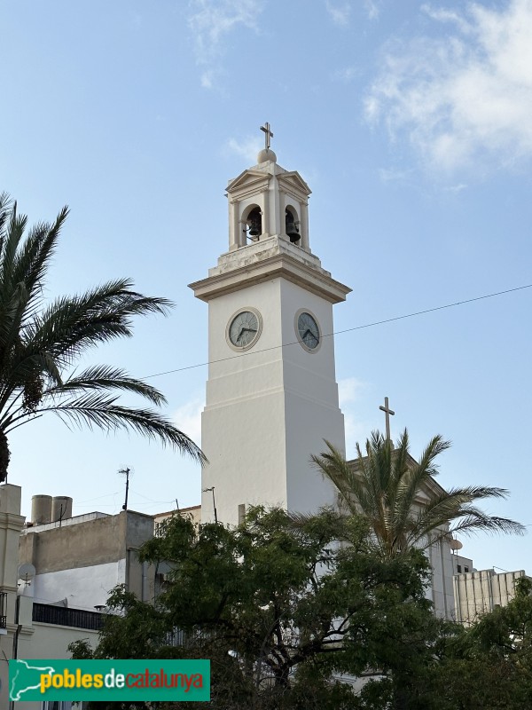 La Ràpita - Església de la Santíssima Trinitat. Campanar (Foto: Albert Esteves, 2023) La Ràpita - Església de la Santíssima Trinitat. Campanar