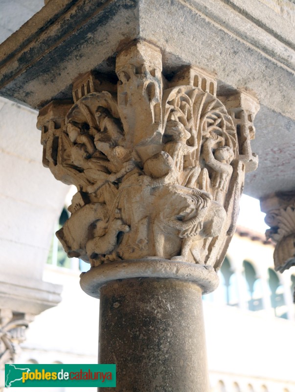 Monestir de Sant Cugat - Capitell del claustre (Foto: Albert Esteves, 2023) Monestir de Sant Cugat - Capitell del claustre