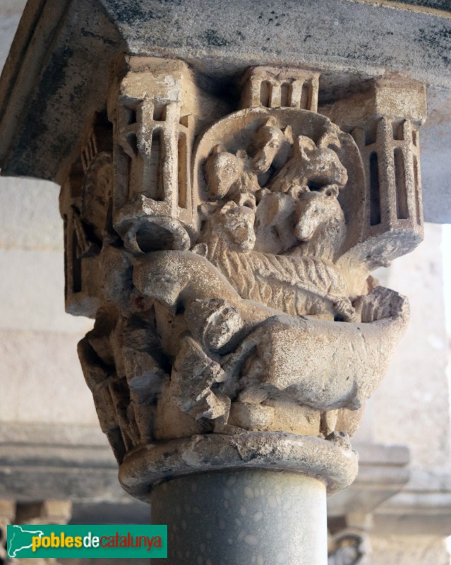 Monestir de Sant Cugat - Capitell del claustre (Foto: Albert Esteves, 2023) Monestir de Sant Cugat - Capitell del claustre