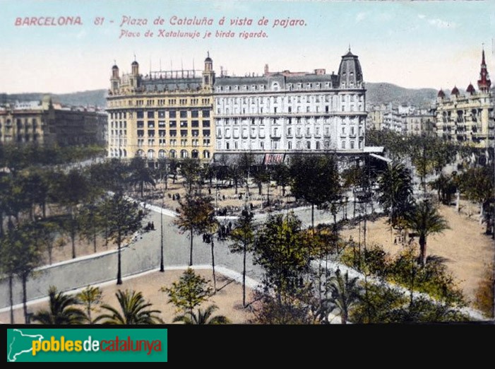 Barcelona - Plaça Catalunya. Postal antiga