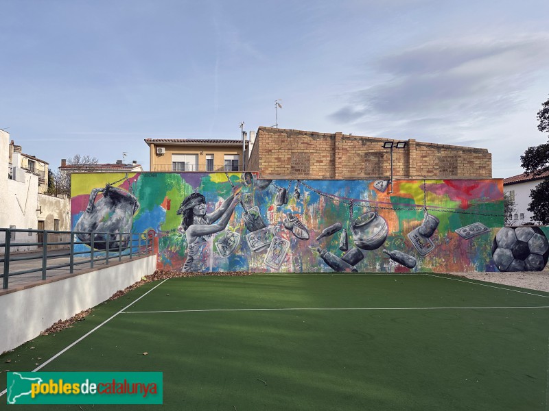 La Galera - Mural <i>Jocs tradicionals</i> (Foto: Albert Esteves, 2023) La Galera - Mural <i>Jocs tradicionals</i>