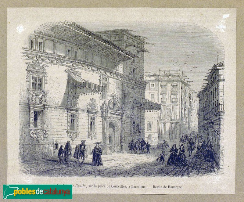 Casa Gralla. Gravat procedent de <i>Le Magasin Pittoresque ( Arxiu Històric de la Ciutat de Barcelona 1857)</i>