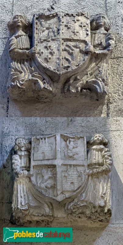 Vilafranca del Penedès - Església de Sant Francesc. Escuts al claustre (Foto: Albert Esteves, 2024) Vilafranca del Penedès - Església de Sant Francesc. Escuts al claustre