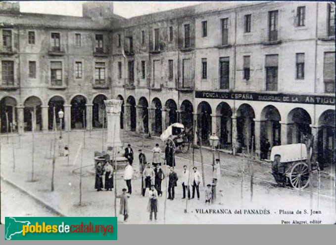 Vilafranca del Penedès - Plaça de Sant Joan. Postal antiga