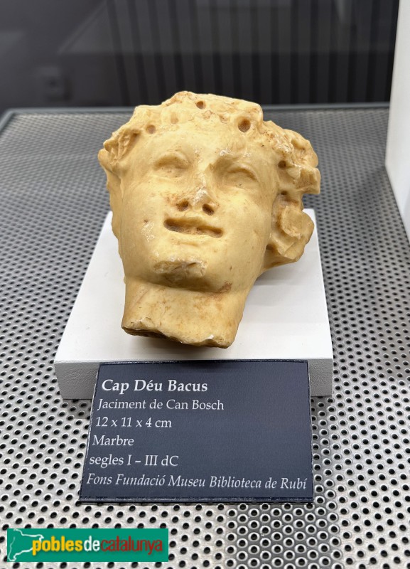 Rubí - Museu-Castell. Cap de Bacus, procedent de Can Roig (segle I - III dC) (Foto: Albert Esteves, 2024) Rubí - Museu-Castell. Cap de Bacus, procedent de Can Roig (segle I - III dC)