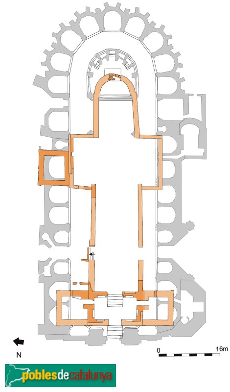Planta de la catedral romànica (Foto: <i>Gennadii Saus i Segura</i>, 2022) Planta de la catedral romànica