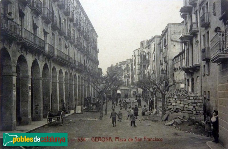 Girona - Porxos de Sant Francesc. Postal antiga