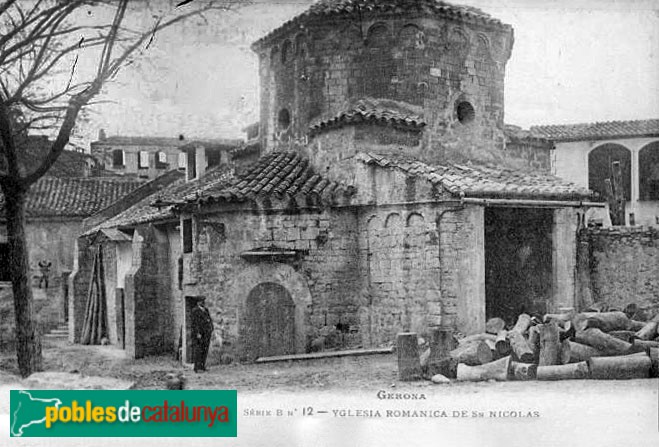 Girona - Església de Sant Nicolau. Postal antiga Girona - Església de Sant Nicolau. Postal antiga