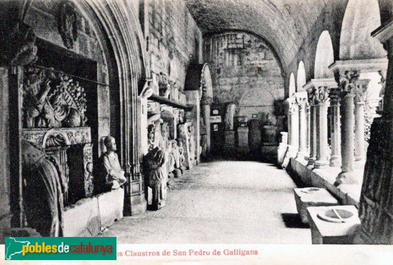 Girona - Sant Pere de Galligants. Claustre. Postal antiga Girona - Sant Pere de Galligants. Claustre. Postal antiga