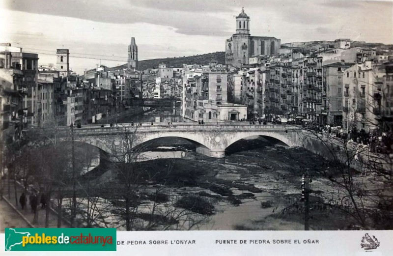 Girona - Pont de Pedra. Postal antiga Girona - Pont de Pedra. Postal antiga