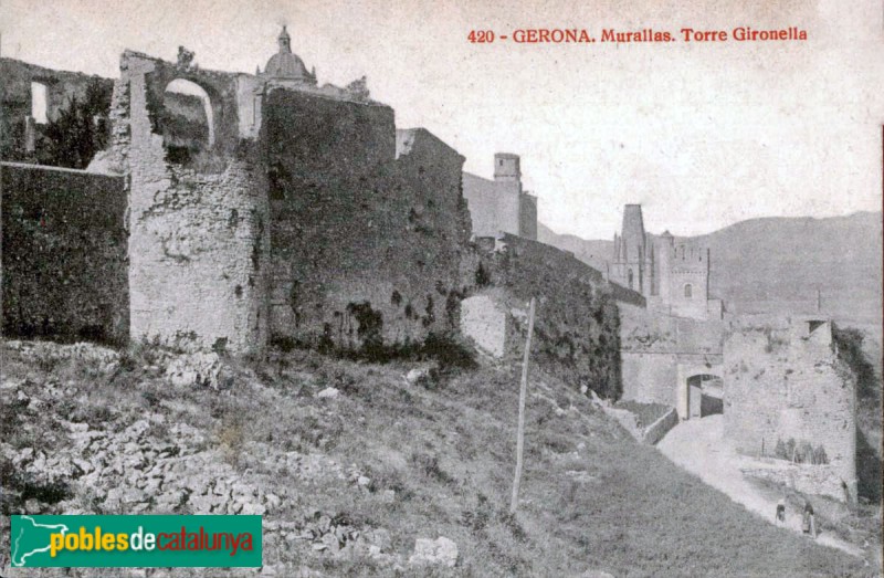 Girona - Restes de la Torre Gironella. Postal antiga Girona - Restes de la Torre Gironella. Postal antiga
