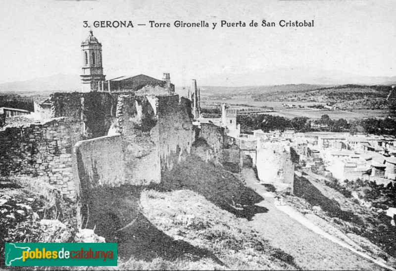 Girona - Restes de la Torre Gironella. Postal antiga Girona - Restes de la Torre Gironella. Postal antiga