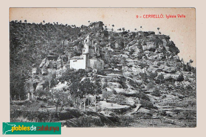 Cervelló - Església de Santa Maria. Postal antiga Cervelló - Església de Santa Maria. Postal antiga