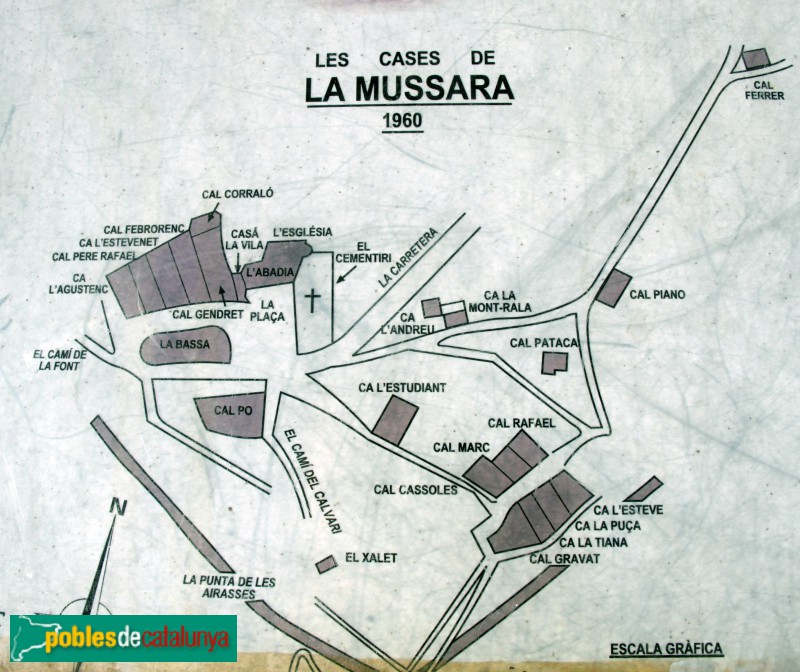 Vilaplana - La Mussara. Plànol de 1960 Vilaplana - La Mussara. Plànol de 1960