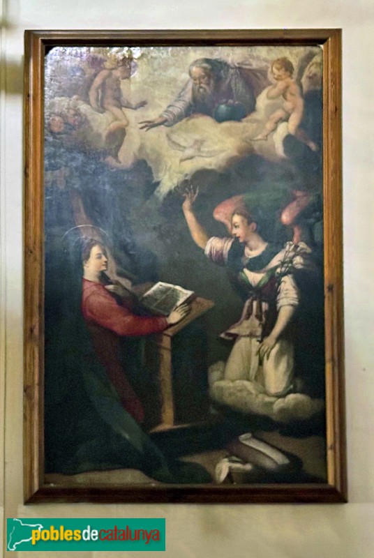 Sant Vicenç de Montalt - Pintura de l'antic retaule. L'Anunciació (Foto: Albert Esteves, 2025) Sant Vicenç de Montalt - Pintura de l'antic retaule. L'Anunciació