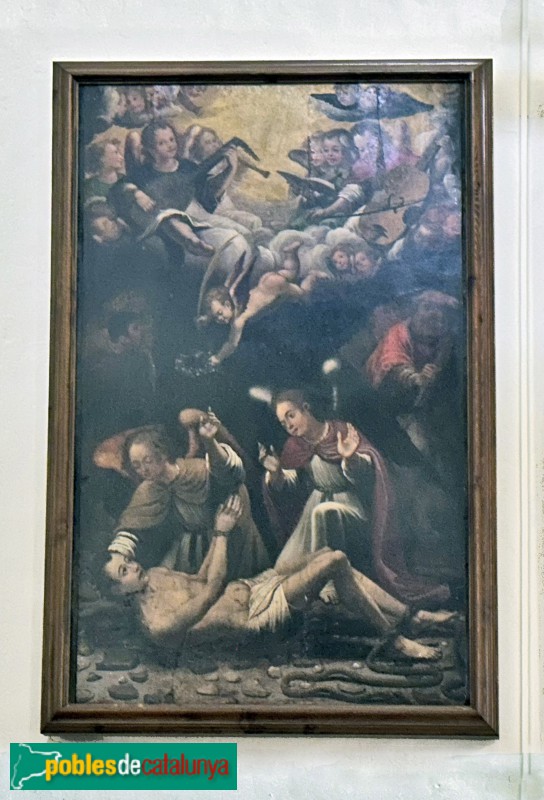 Sant Vicenç de Montalt - Pintura de l'antic retaule. Martiri de sant Vicenç (Foto: Albert Esteves, 2025) Sant Vicenç de Montalt - Pintura de l'antic retaule. Martiri de sant Vicenç