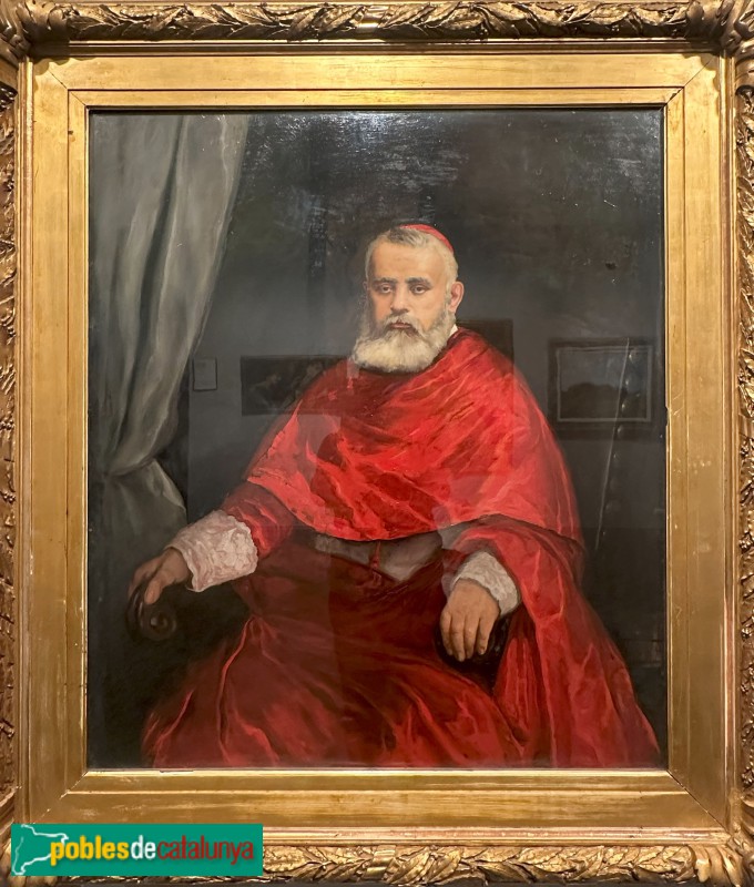 Museu-arxiu de Llavaneres - Lluís Masriera i Rosés - Cardenal Vives i Tutó. Oli sobre cartró (Foto: Albert Esteves, 2025) Museu-arxiu de Llavaneres - Lluís Masriera i Rosés - Cardenal Vives i Tutó. Oli sobre cartró