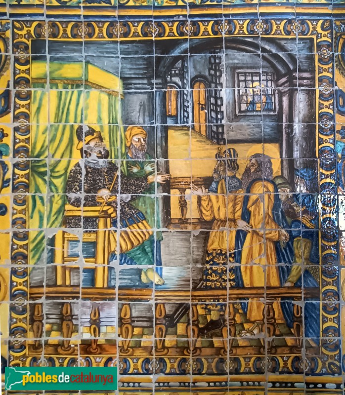 Barcelona - Casa de Convalescència. Arrambadors ceràmics. Sant Pau davant dels jutges