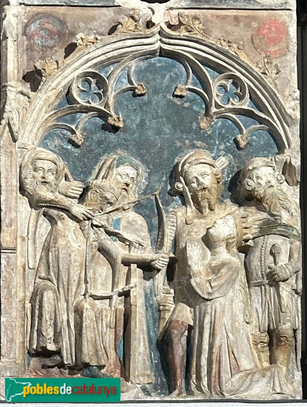 Lleida - Església de Sant Llorenç. Retaule de Santa Úrsula. Mort de la santa amb una fletxa