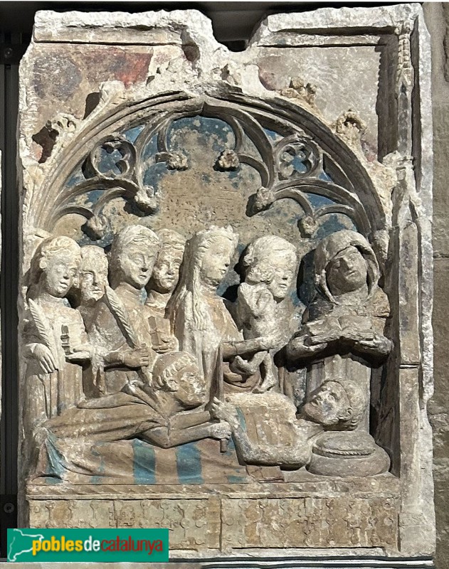 Lleida - Església de Sant Llorenç. Retaule de Santa Úrsula. Les santes i l'ànima d'un monjo