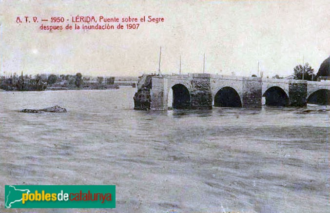 Lleida - Pont Vell. Postal de 1907 Lleida - Pont Vell. Postal de 1907