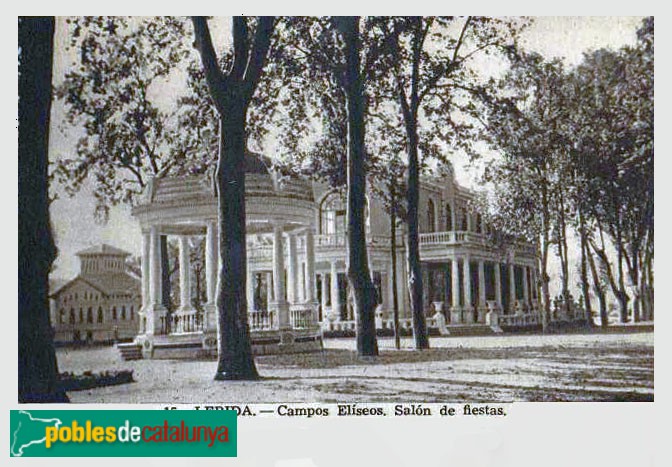 Lleida - Cafè-teatre dels Camps Elisis. Postal antiga