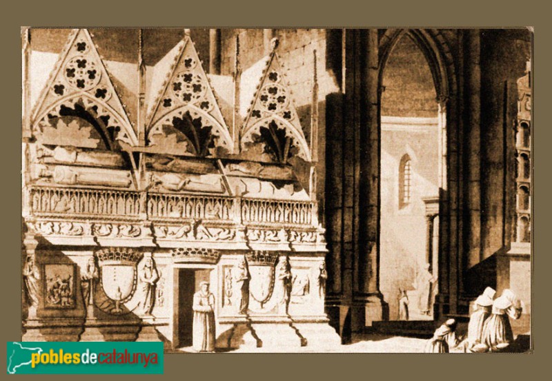 Monestir de Poblet - Sepulcres reials (Gravat d'Alexandre de Laborde, 1806) Monestir de Poblet - Sepulcres reials (Gravat d'Alexandre de Laborde, 1806)