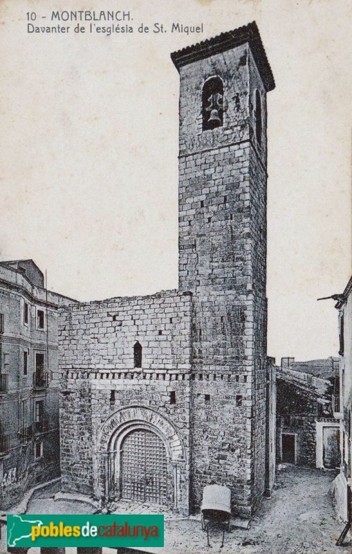 Montblanc - Església de Sant Miquel i palau del Castlà. Postal antiga Montblanc - Església de Sant Miquel i palau del Castlà. Postal antiga