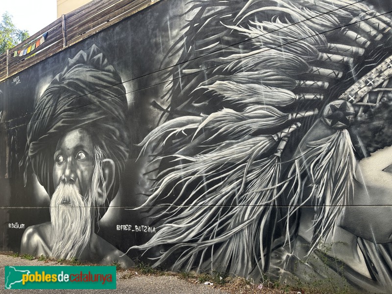 Girona - Mural de l'indi i l'hindú