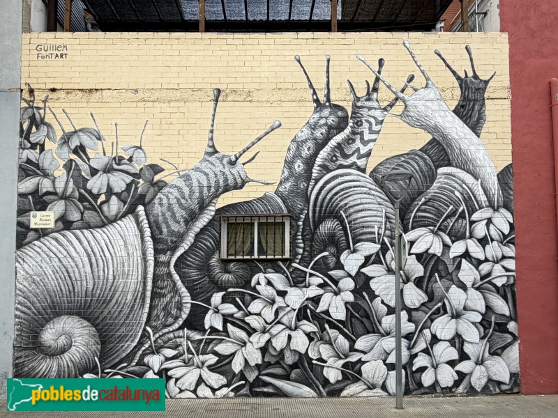 Torrefarrera - Mural <i>Els helícids</i> (Guillem Font, 2024) (Foto: Albert Esteves, 2025) Torrefarrera - Mural <i>Els helícids</i> (Guillem Font, 2024)