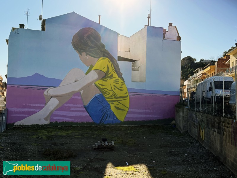 Aitona - Mural a l'entrada del poble