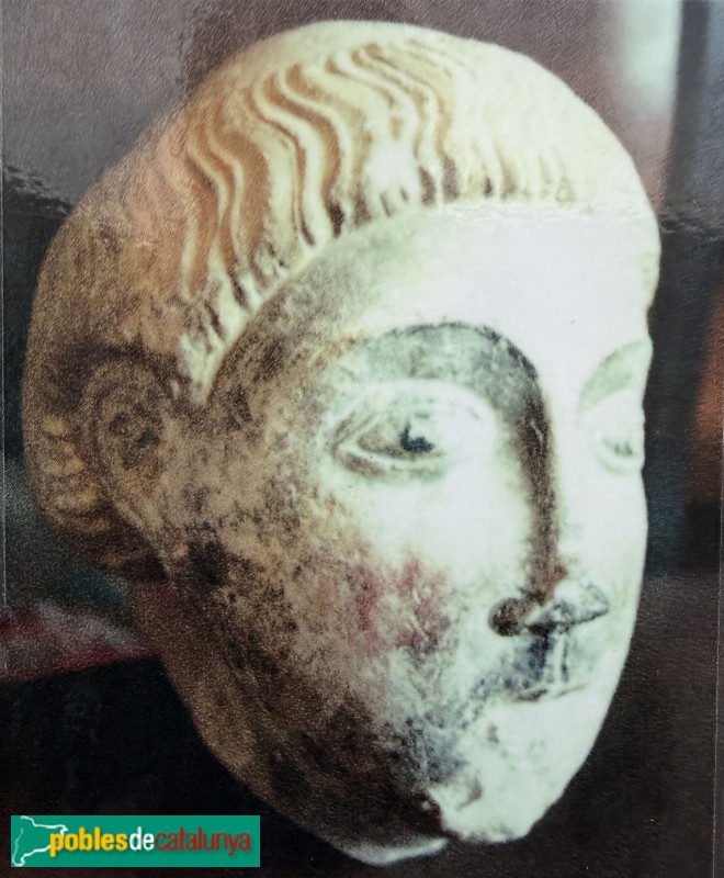 Alpicat - Església de Sant Bartomeu. Cap recuperat en les obres de restauració (cartell in situ)