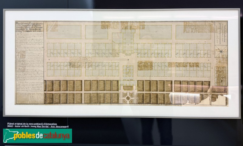 Almacelles - Museu Mas Dordal. Plànol original del nucli antic