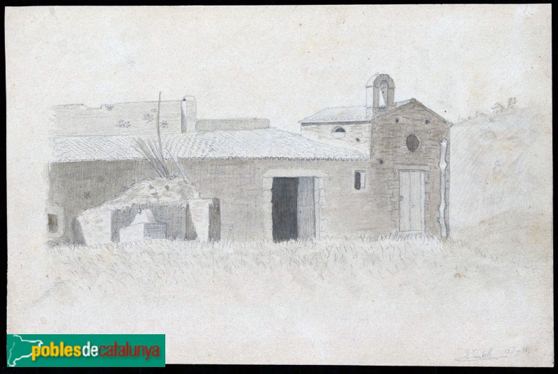 Barcelona - Montjuïc. Ermita de Santa Madrona. Dibuix d'Eudald Canibell Masbernat, <i>Arxiu Històric de la Ciutat de Barcelona</i>, 1876