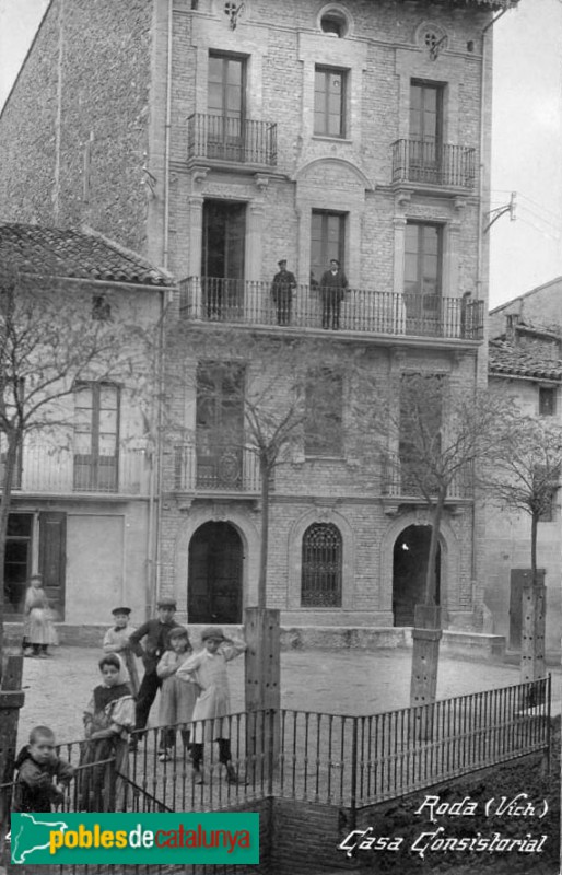 Roda de Ter - Ajuntament. Postal antiga