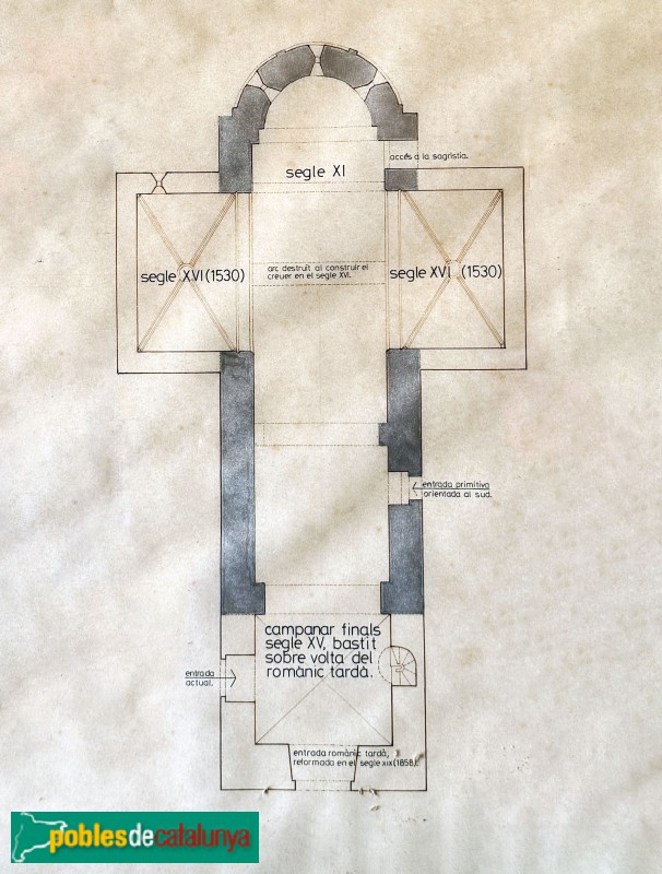 Església de Santa Maria de Vilalleons. Planta, <i>cartell in situ</i> Església de Santa Maria de Vilalleons. Planta, <i>cartell in situ</i>