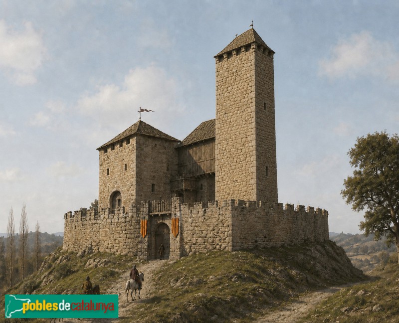 Recreació de l'antiga fortalesa de Sala d'heures en base als dibuixos i fotografies conservades  (© Fundació Poblesdecatalunya.cat)