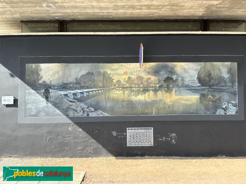 Manlleu - Mural <i>Banyar-se dos cops al mateix riu</i>