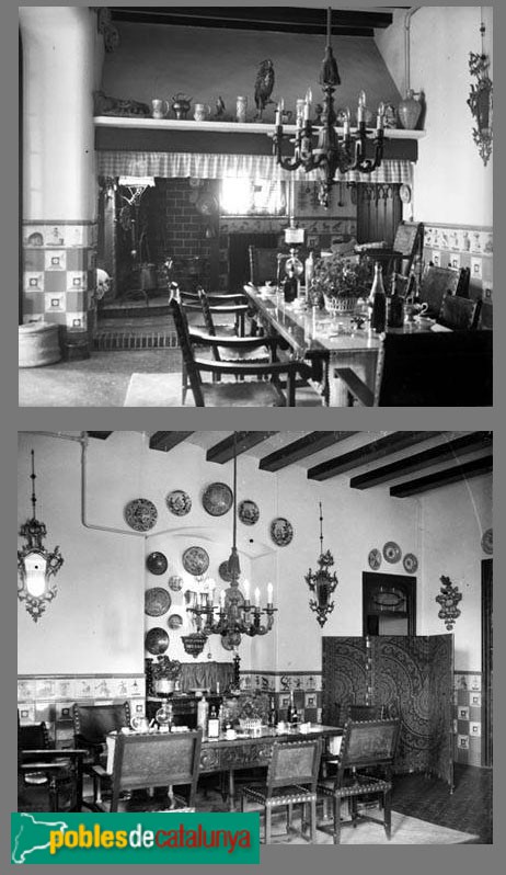 Castellbell i el Vilar - Torre Burés. Menjador (Foto: Carles Fargas - Arxiu Centre Excursionista de Catalunya-, c.1930) Castellbell i el Vilar - Torre Burés. Menjador